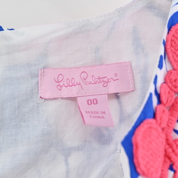 Lilly Pulitzer Augusta Cotton Shift Dress Size 00 Blue Quahog Chowdah Seahorse - Picture 7 of 14